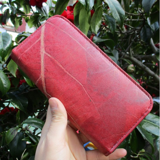 Teakleaf Zip Surround Red Large Wallet Vegan